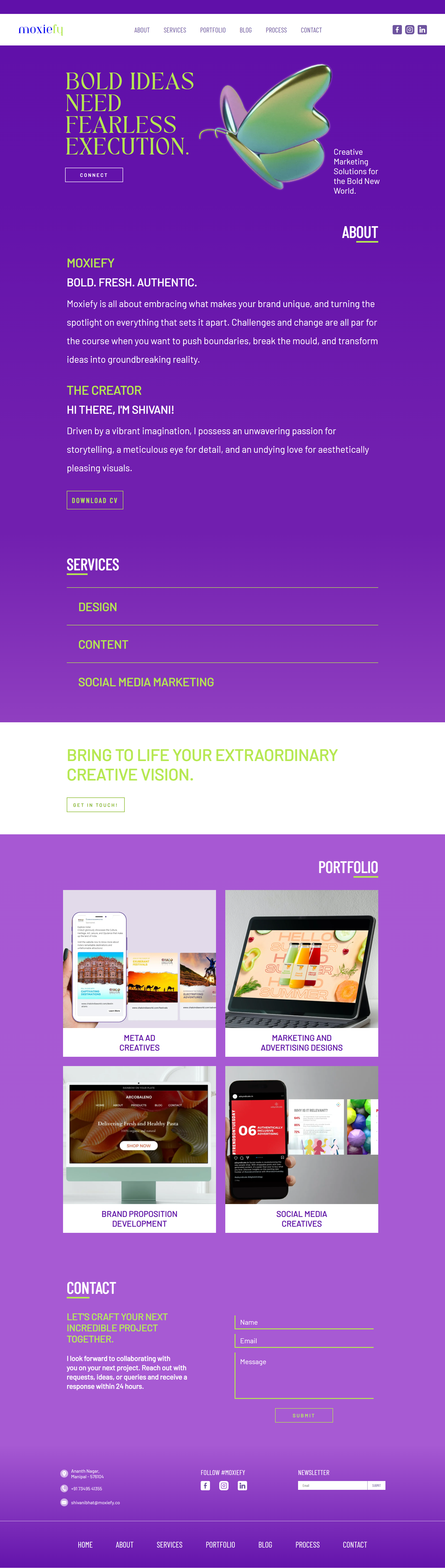 Moxiefy homepage design